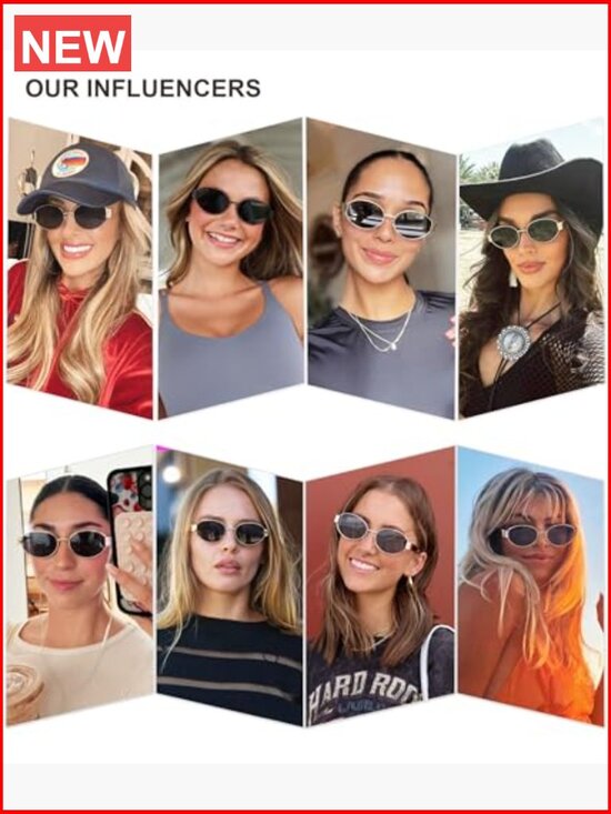 Retro Oval Oversized Sunglasses UV400 Protection Metal Frame main image 7